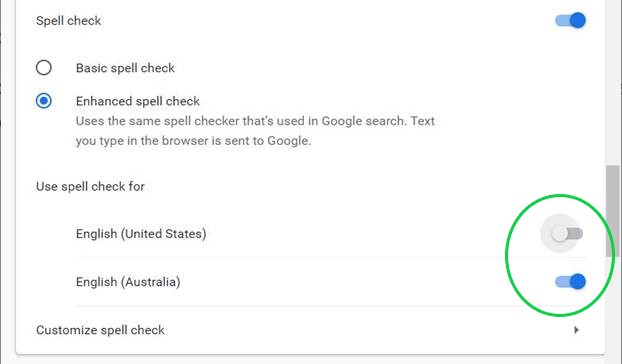 Set Chrome spell check to English (Australia) source image 8