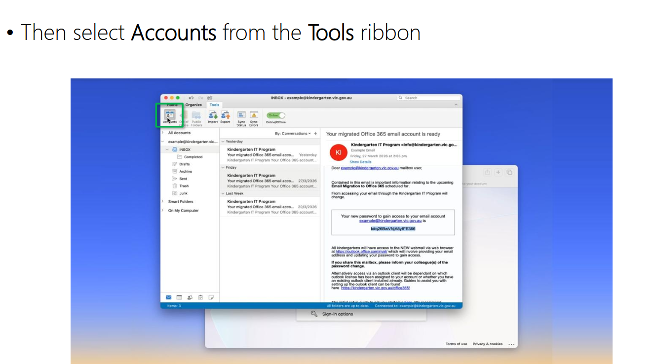 Access 365 email account in Outlook for Mac source image 3