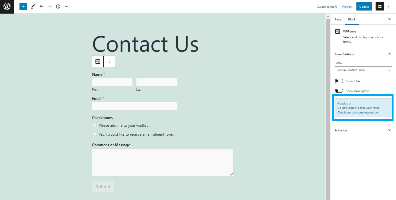 Build a basic WordPress contact form source image 17