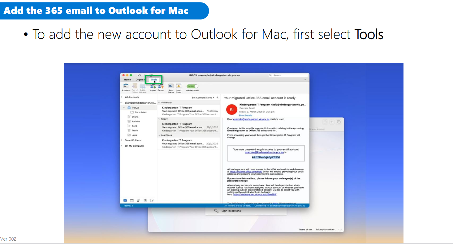 Access 365 email account in Outlook for Mac source image 2