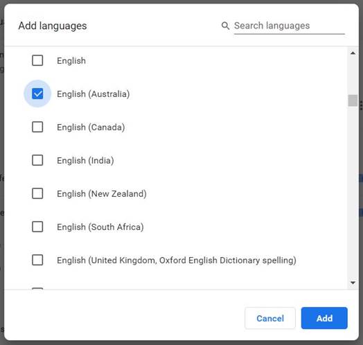 Set Chrome spell check to English (Australia) source image 5