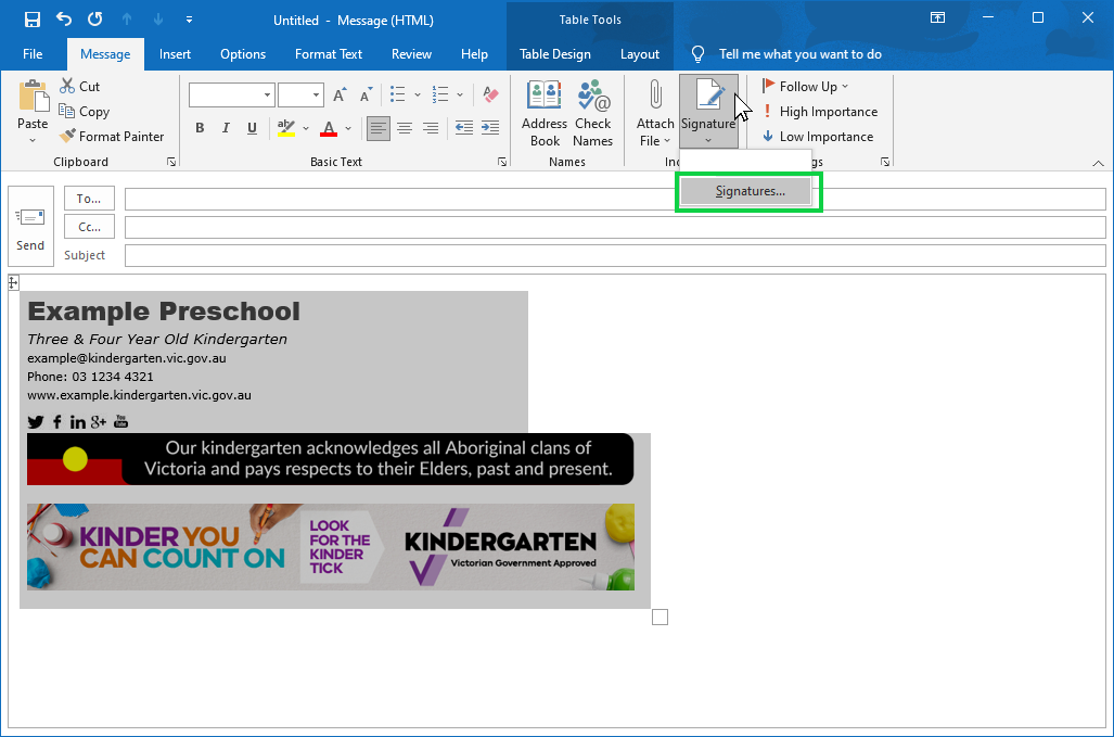Tip – Add the Kindergarten Tick to your email signature source image 7